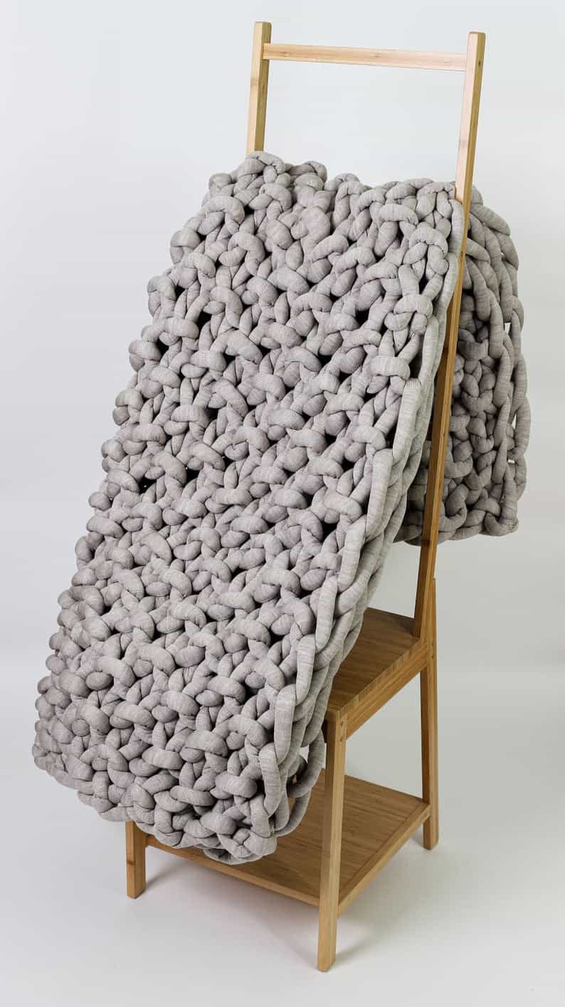 Chunky knit blanket, SOFTEST VEGAN WOOL blanket, Organic certified chunky knit throw