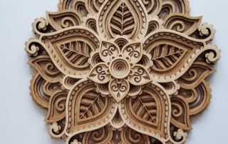 Mandala, henna flower, Wood panel, Yoga gift for her