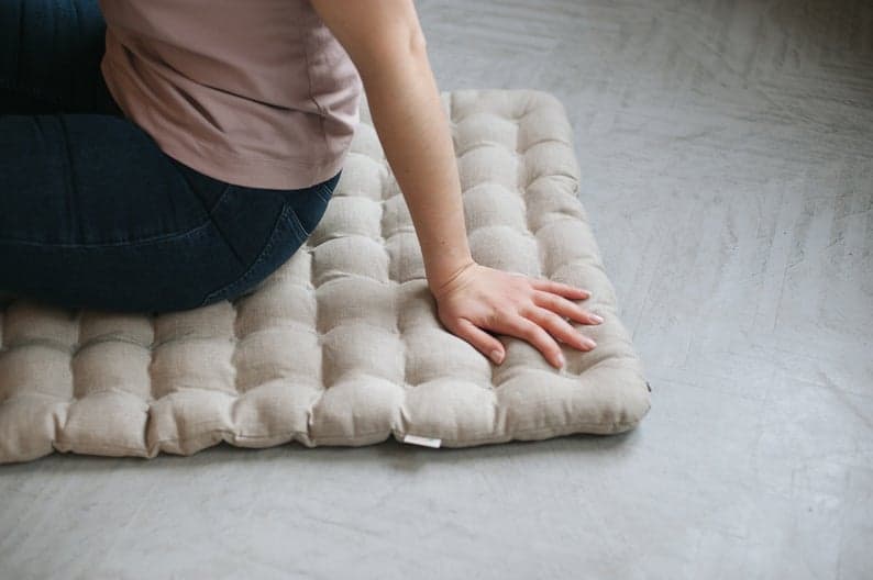 Natural Gifts for a Yogi Linen Floor - Meditation cushion with Buckwheat hulls