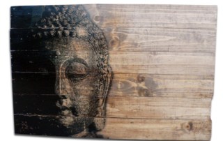 Wall Decor Buddha Art on Distressed Sold Wood Boards