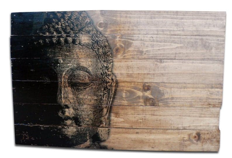 Wall Decor Buddha Art on Distressed Sold Wood Boards