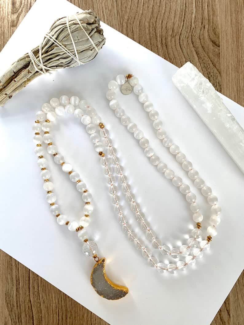 White Moon Mala For Inner Peace