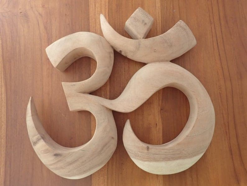Wooden Hand Carved Wood Om Symbol Curated Gifts for Her