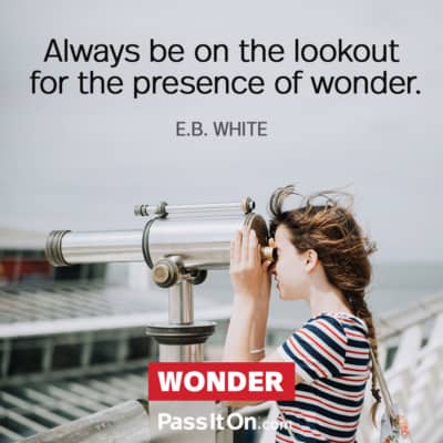 Always be on the lookout for the presence of wonder