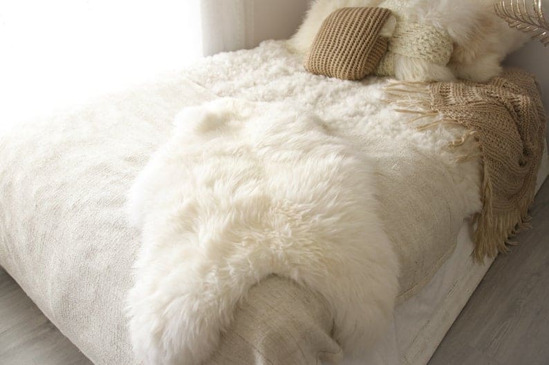 Bestselling Real, Natural, Genuine Creamy White Sheepskin Rug Scandinavian Design