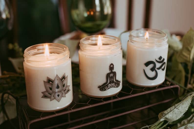 Bestselling Zen Candle Set - Meditation Candle Gift - Om Soy Candle - Buddha Candle - Lotus Candle