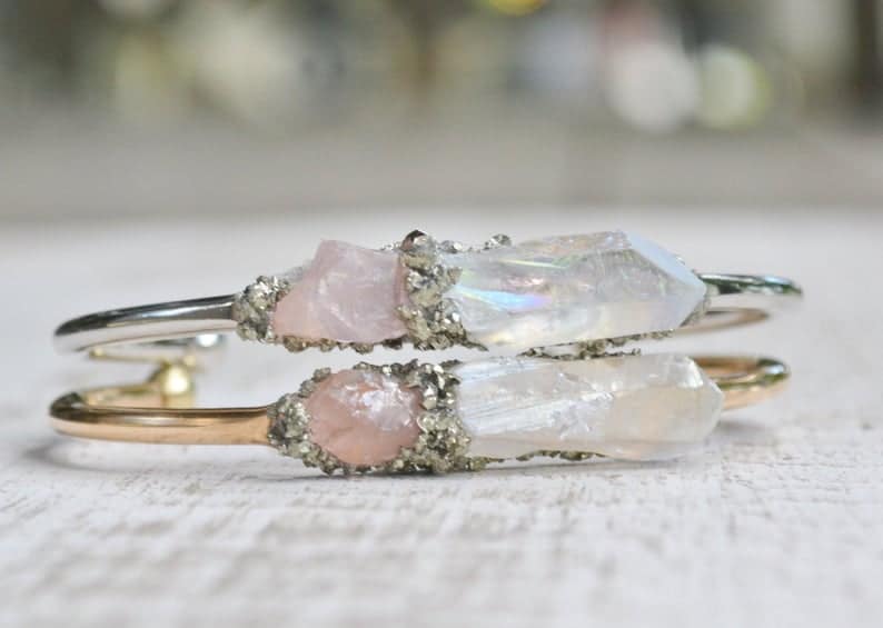 Nature Bracelets Blush Jewelry, Raw Quartz Jewelry, Raw Rose Quartz, Rose Quartz Crystal, Raw Stone Jewelry, Raw Stone Bracelet, Crystal Quartz Jewelry, Gift