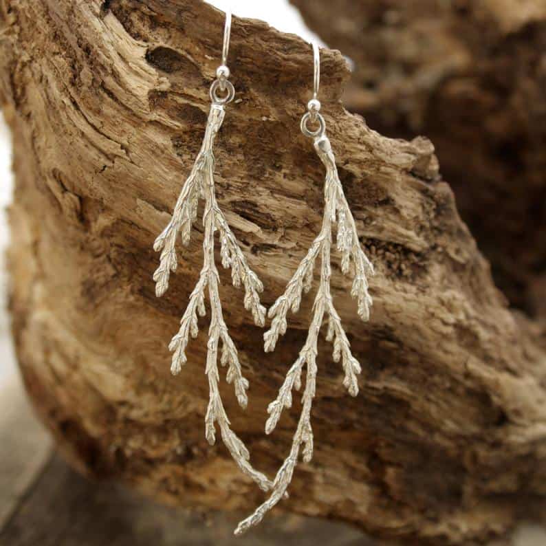 Cedar Branch earrings, cedar tree, tree of life, forest jewelry, nature inspired handmade earrings
