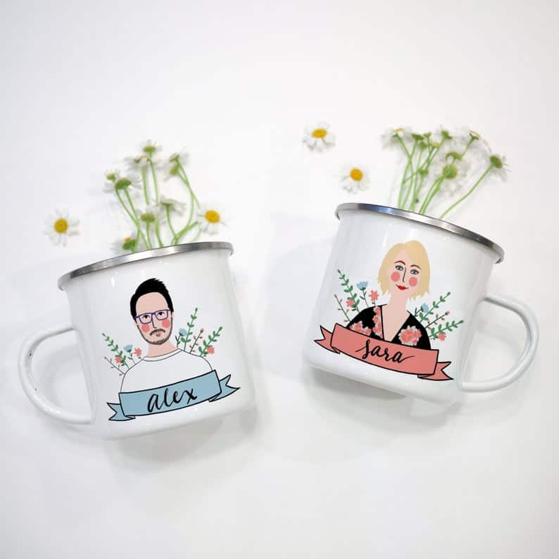 Couple Portrait Mug Set Personalized-His and Hers Mug bestselling gifts for men and women