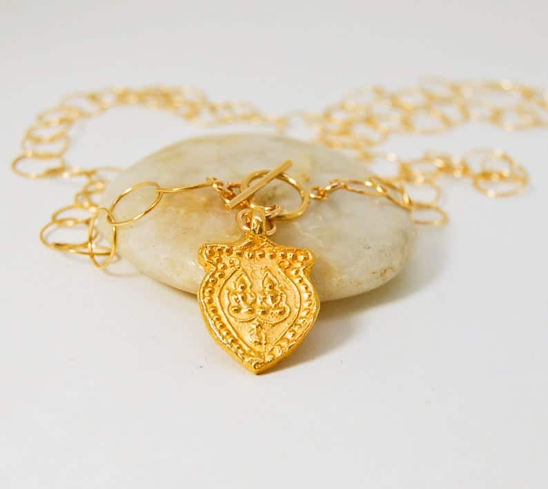 Gold Buddha Necklace Gold Buddha Pendant Twin Buddhas Pendant Front Toggle Necklace Spiritual Jewelry
