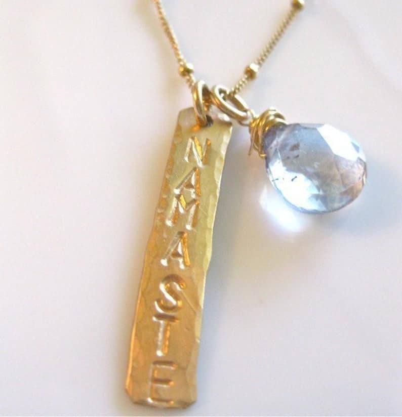 Gold Namaste Necklace - Divine Greetings-Personalized Yoga Gifts