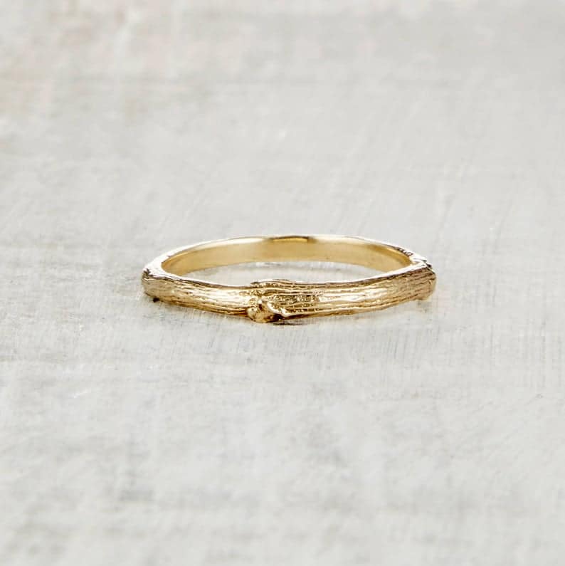 Gold Tree Branch Ring - Nature Inspired Twig Wedding Band in Sterling Silver, Rose Gold, Yellow Gold, White Gold or Platinum