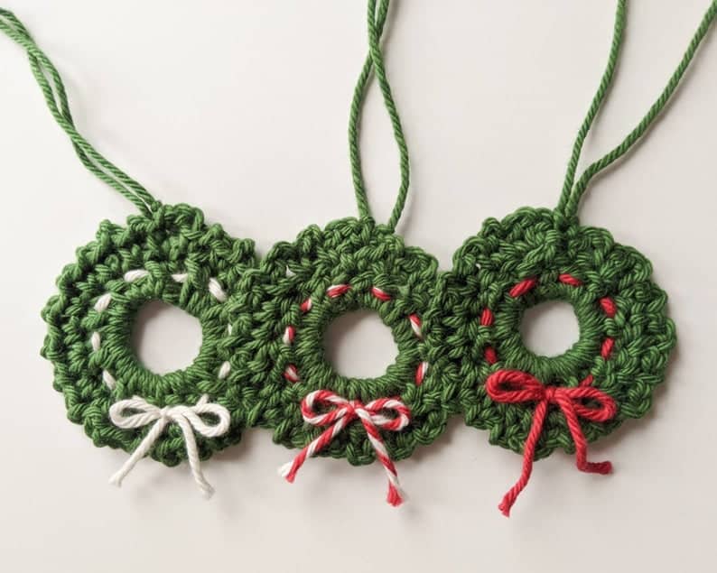 Handmade wreath ornaments, Christmas tree ornaments,