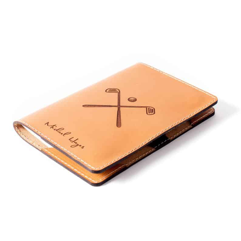 Personalized Gifts for Men Leather Scorecard Holder handcrafted from Italian Vegetable Tanned Leather