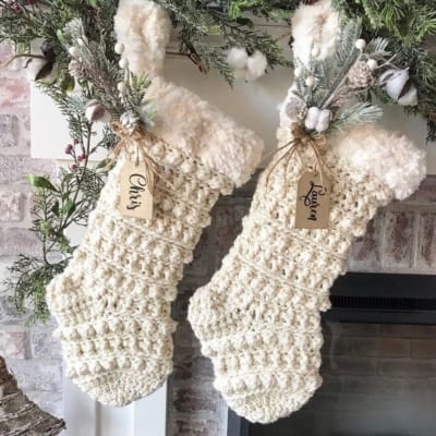 Luxury Crocheted Boho Style Christmas Stocking