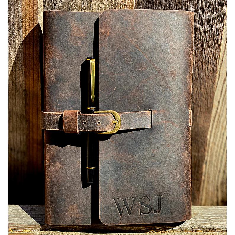 PERSONALIZED LEATHER JOURNAL Gift Set for Men