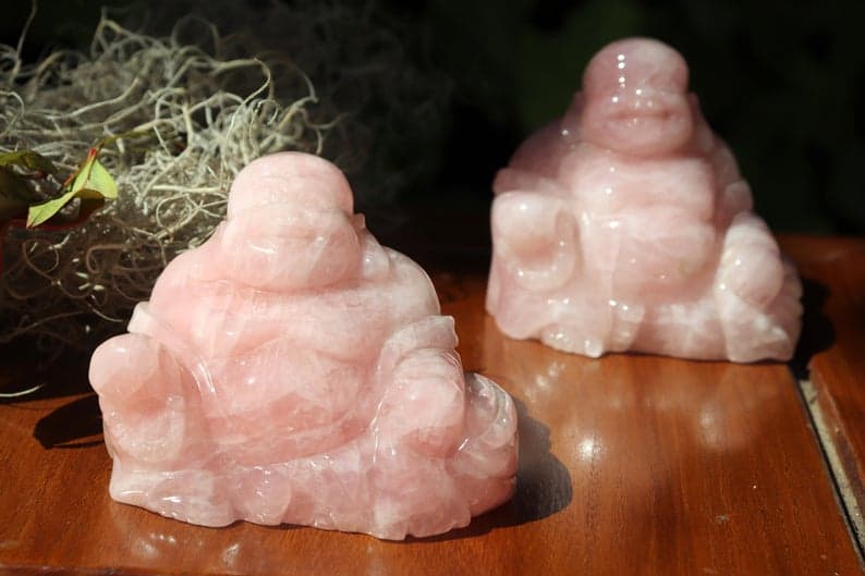 ose Quartz Buddha, Pink Buddha Statue, Meditation Crystal for Love, Heart Chakra