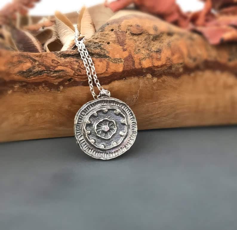 eedEarth Mandalapendant,sterling silver pendant,nature jewelry,gift idea for her,boho necklace,jewelry gift,gift for her-