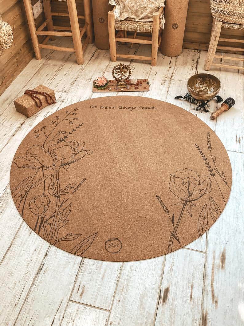 Shivaya round cork and natural rubber yoga mat