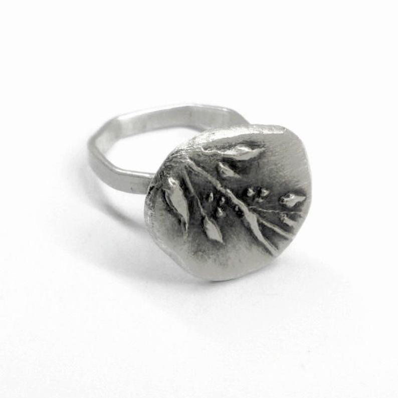 Silver Olive Branch Ring, Signet Ring, Nature Jewelry, Pinkie Ring, Signet Rings for Women, 5 US Size, Handmade, Sterling Silver 925 jewelry