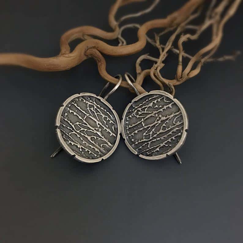 Sterling Silver shaakh branches Dangle Earrings, round earrings, ethnic tribal earrings, nature inspired jewelry, gift