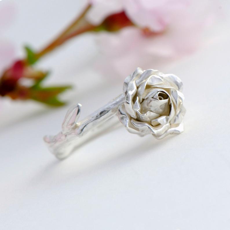 Sterling silver rose ring - small rose ideal to celebrate your anniversary
