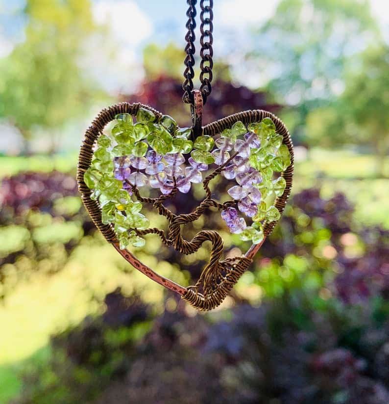 Tree of Life necklace, Customizable Family Tree, Amethyst and Peridot Tree of Life Jewelry