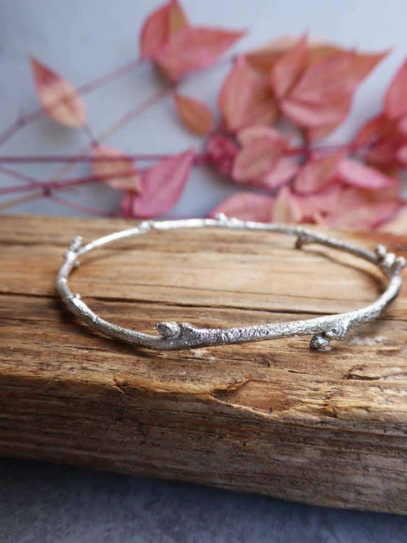 Twig Bracelet, Silver Stacking Bracelets, Nature Inspired Bracelet Botanical Jewelry
