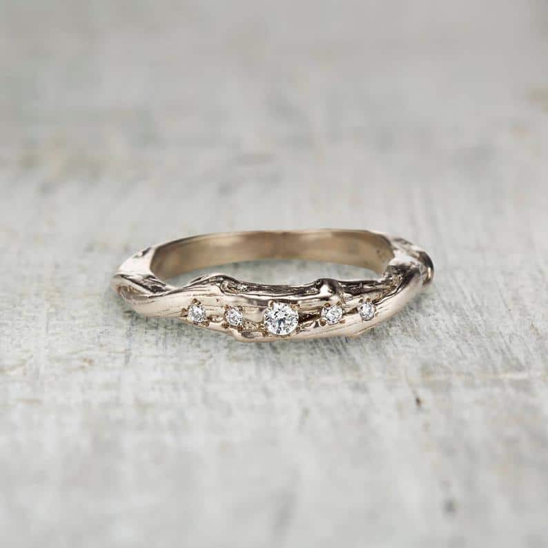 Twisted Wedding Ring - Diamond Wedding Ring in Rose Gold, Yellow Gold, White Gold or Platinum