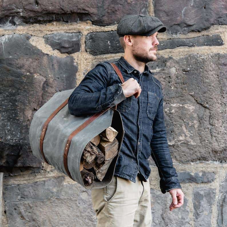 Waxed Canvas Log Carrier