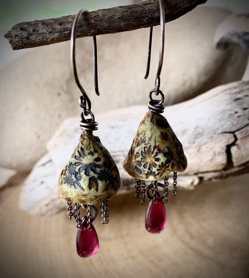 Weathered Flower Bell Earrings