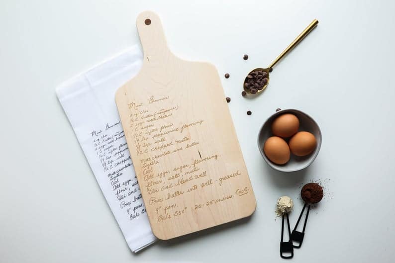 Wood Cutting Board + Tea Towel Bundle, Recipe Board, Recipe Tea Towel, Personalized Gift,