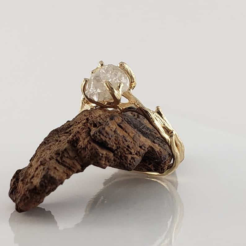 Nature Inspired Engagement Ring Raw Cut Diamond Ring