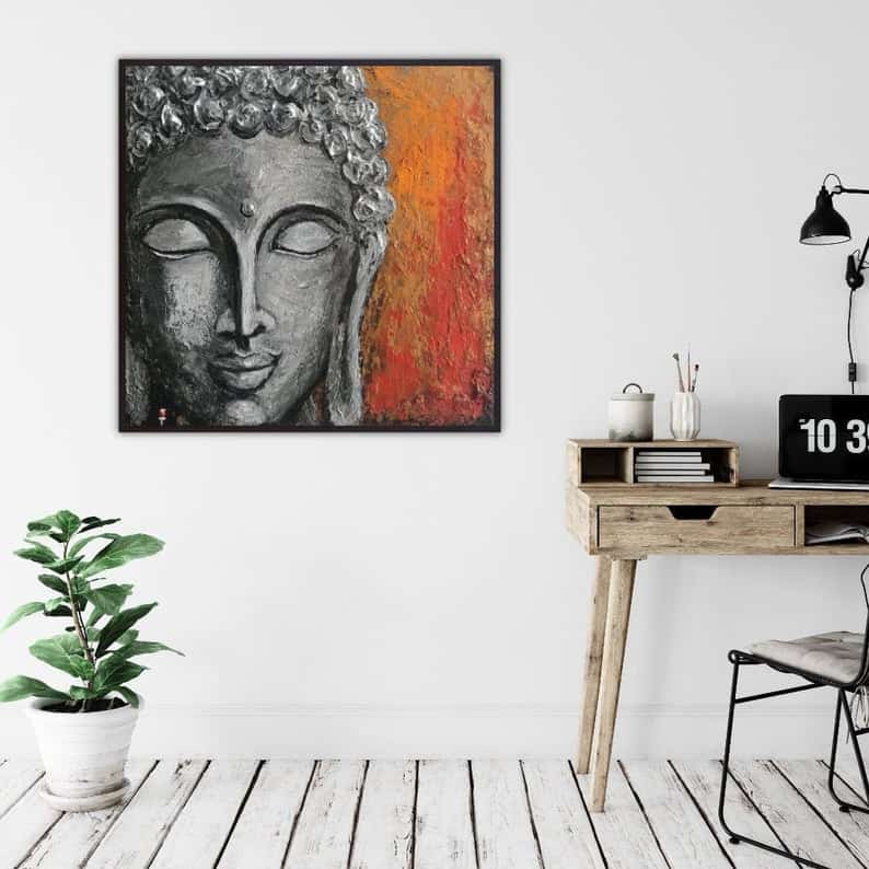 Buddha painting, Buddha Wall Art, Meditation Wall Decor, Buddha Art, Buddha Gift, Yoga studio decor, Buddha painting on canvas, Yoga wal art