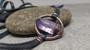 Amethyst Leather Wrap Bracelet - Raw Crystal Jewelry - Gifts for Her - February Birthstone - Boho - Crystal Wrap Bracelet February Birthstone Jewelry
