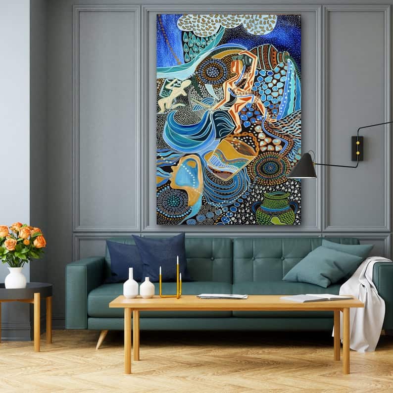 Aquarius Painting Abstract Art Vertical Wall Hanging Unique Wall Decor Contemporary Art Colorful Wall Art Wall Decor Bedroom Wall Hanging