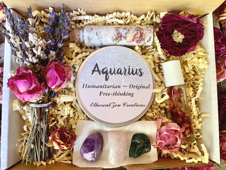 Deluxe Aquarius Gift Set -Birthstone Set-Zodiac Crystal Set -Crystals - Zodiac Stones - Aquarius Gifts -February Birthday