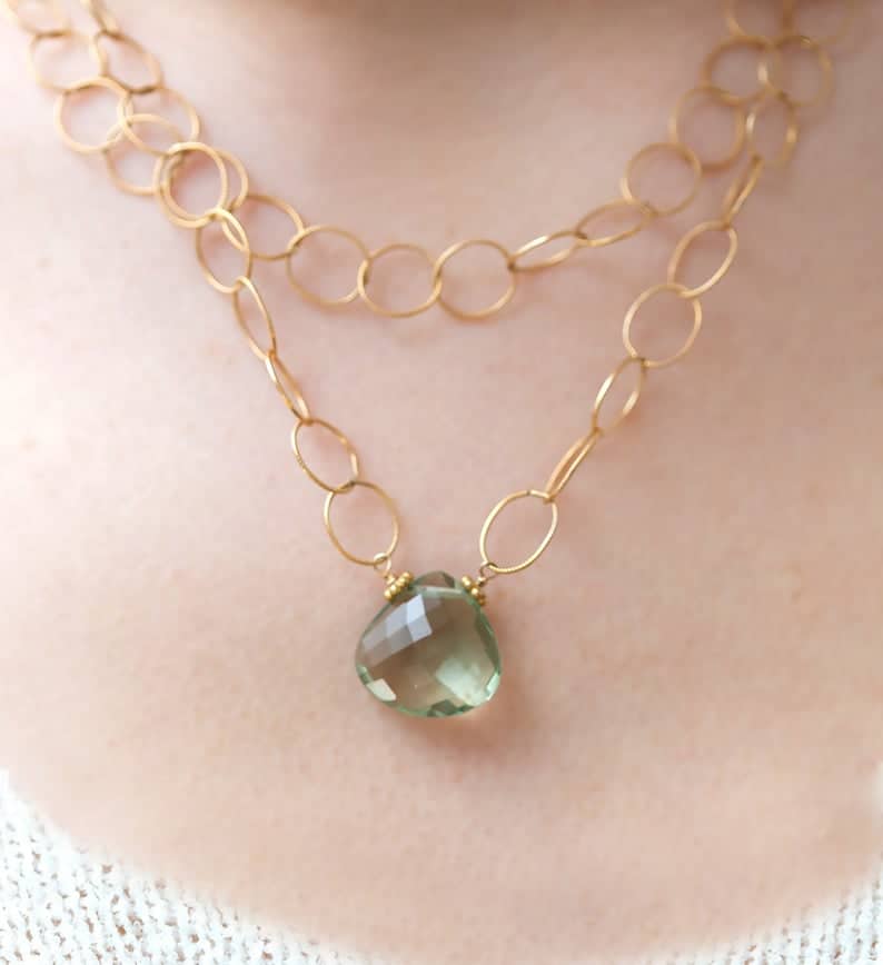 Double Strand Green Amethyst Necklace