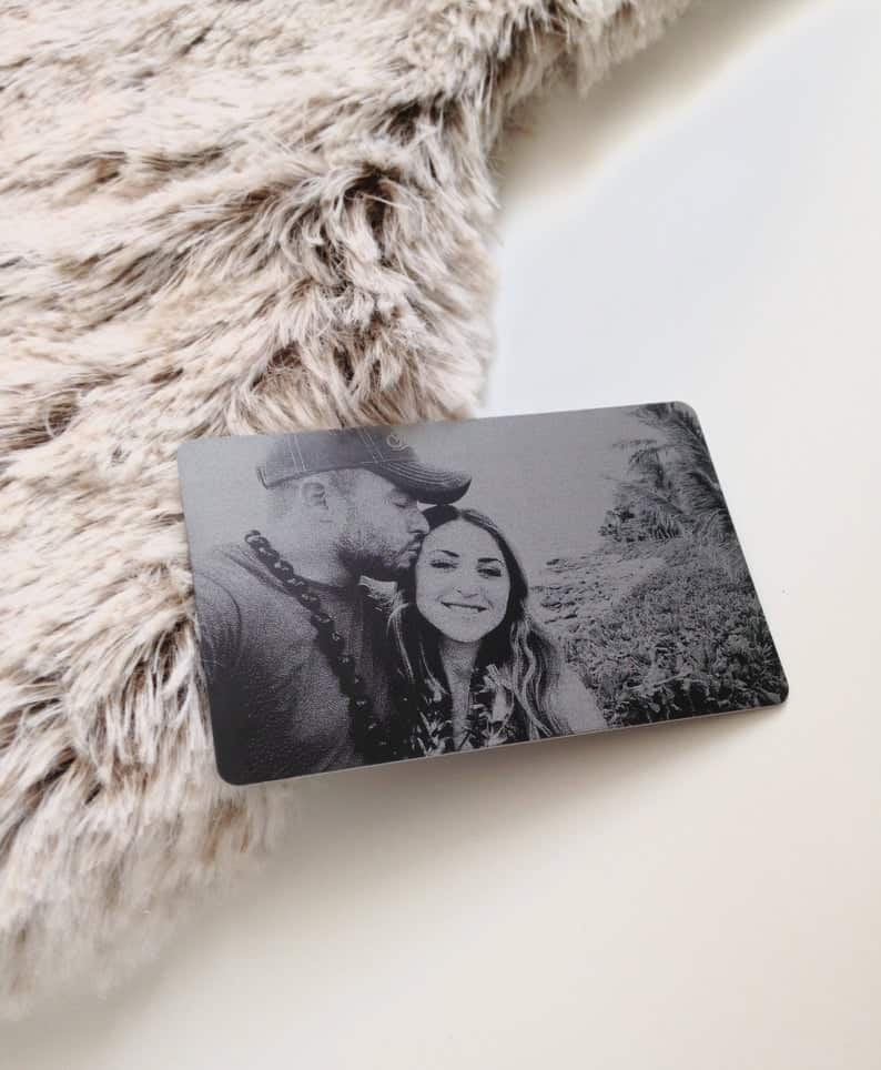 Engraved Picture Wallet Insert - Add Back Engraving Too - Stocking Stuffers, Gifts for Him or Her - Laser Engraved Photo Love Note Card