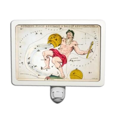 Night Light Aquarius Vintage Zodiac Art Night Light