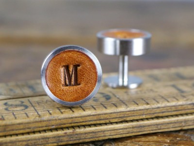 Personalised Cufflinks for Valentines Day, Wedding, Leather Groom and Groomsmen Gift, 3rd Anniversary Gift, Gift for boyfriend