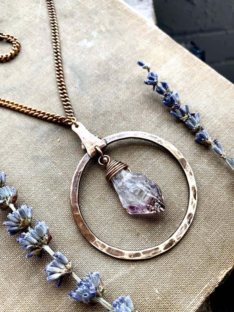 Raw Amethyst Birthstone Necklace -Healing Crystal