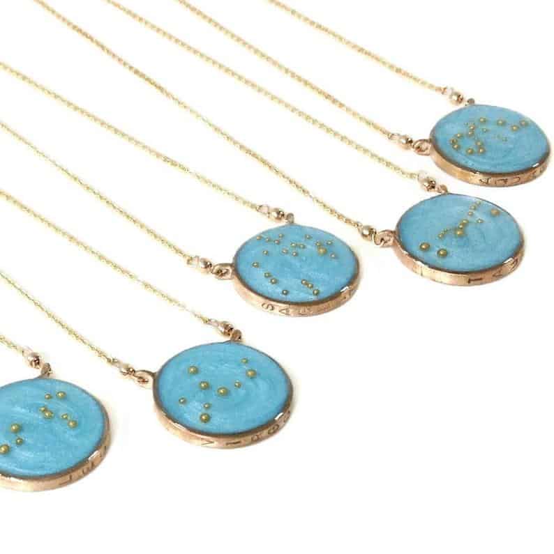 Gold Constellation Necklace Sky Blue | Zodiac Necklace Gold | Celestial Jewelry | Zodiac Gifts
