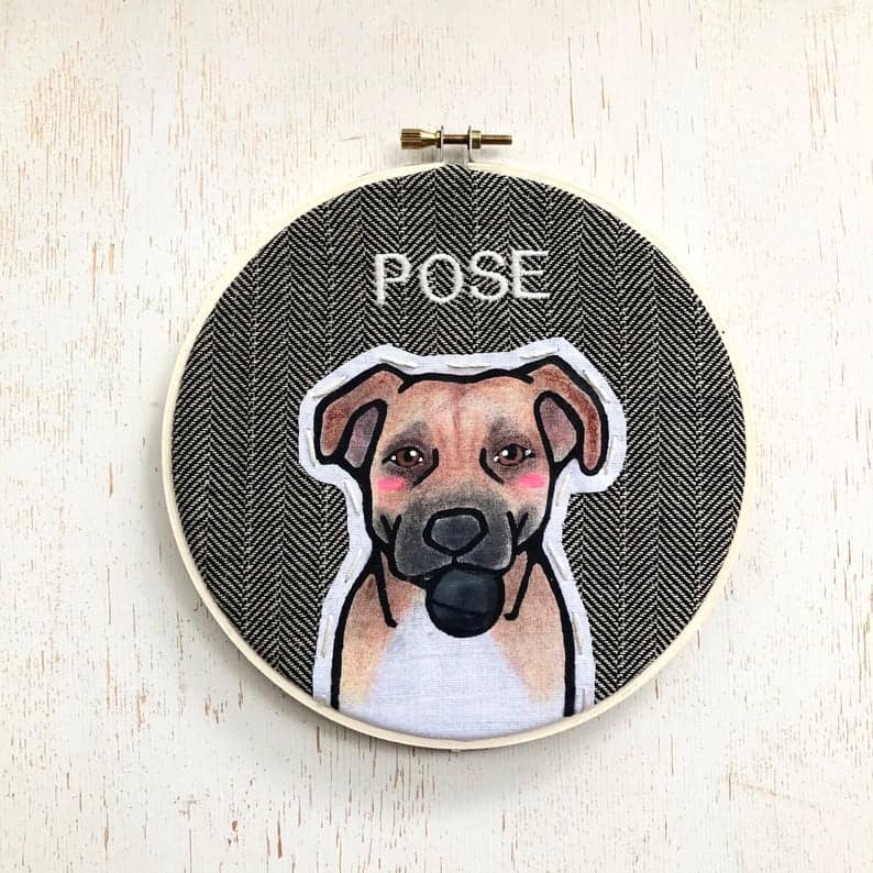 Custom Dog Portrait & TOY. Custom Portraits. Pet Portrai. Embroidery Hoop Art. Pet Lovers. Gift for Pet Lovers