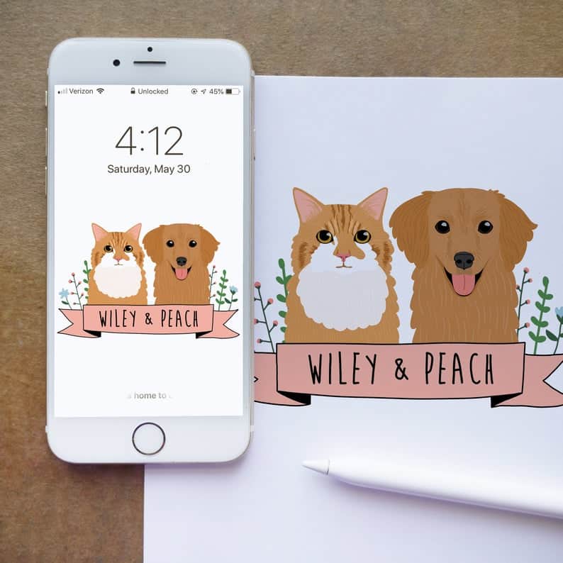 Custom Pet Portrait Lockscreen