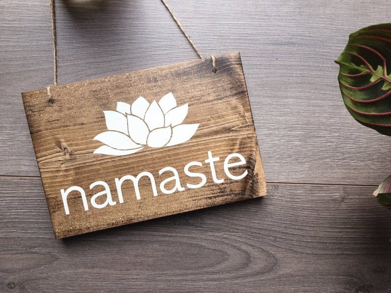 Namaste Hanging Sign, Yogi Sign, Yoga Sign, Namaste Sign, Yoga Decor, Yoga Studio Decor,