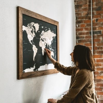 AirBNB HOst Ideas- World Map Push Pin Travel Wall Art