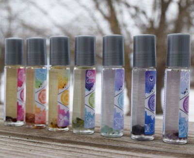 Chakra Crystal Intention Oils Set Reiki Infused Chakra Oils