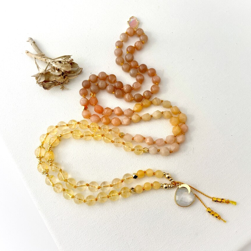 SOLAR PLEXUS Chakra Mala Necklace with Citrine Imperial Topaz Mala Beads, 108 Prayer Beads, Yoga Spiritual Meditation Necklace CHakra Gift for Healing
