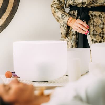 Sound healing therapies include the use of Crystal Singing Bowls